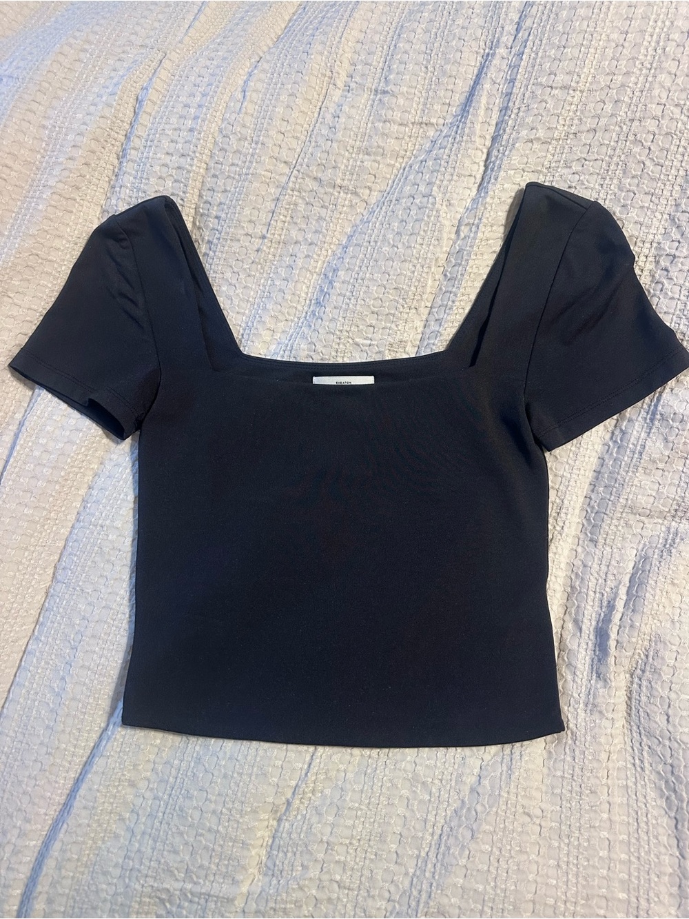 Aritzia Black Square Neck Short Sleeve Women’s Top